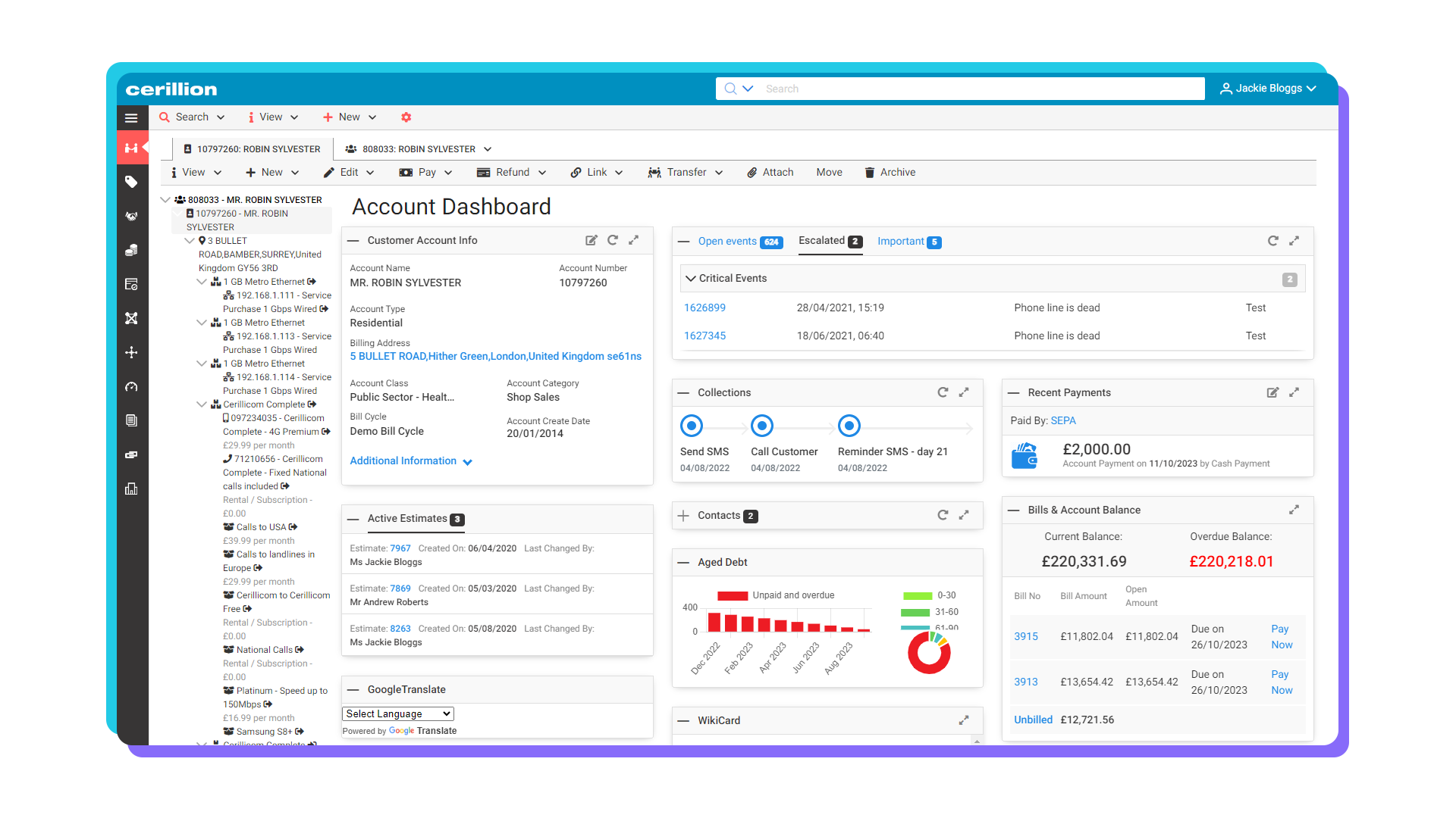 Screenshot of CRM product
