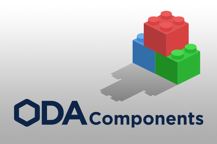 Stack of toy construction bricks above the words "ODA Components"